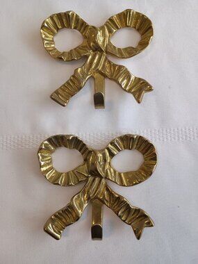 Vintage Andrea by Sadek Brass Bow Wall Hooks